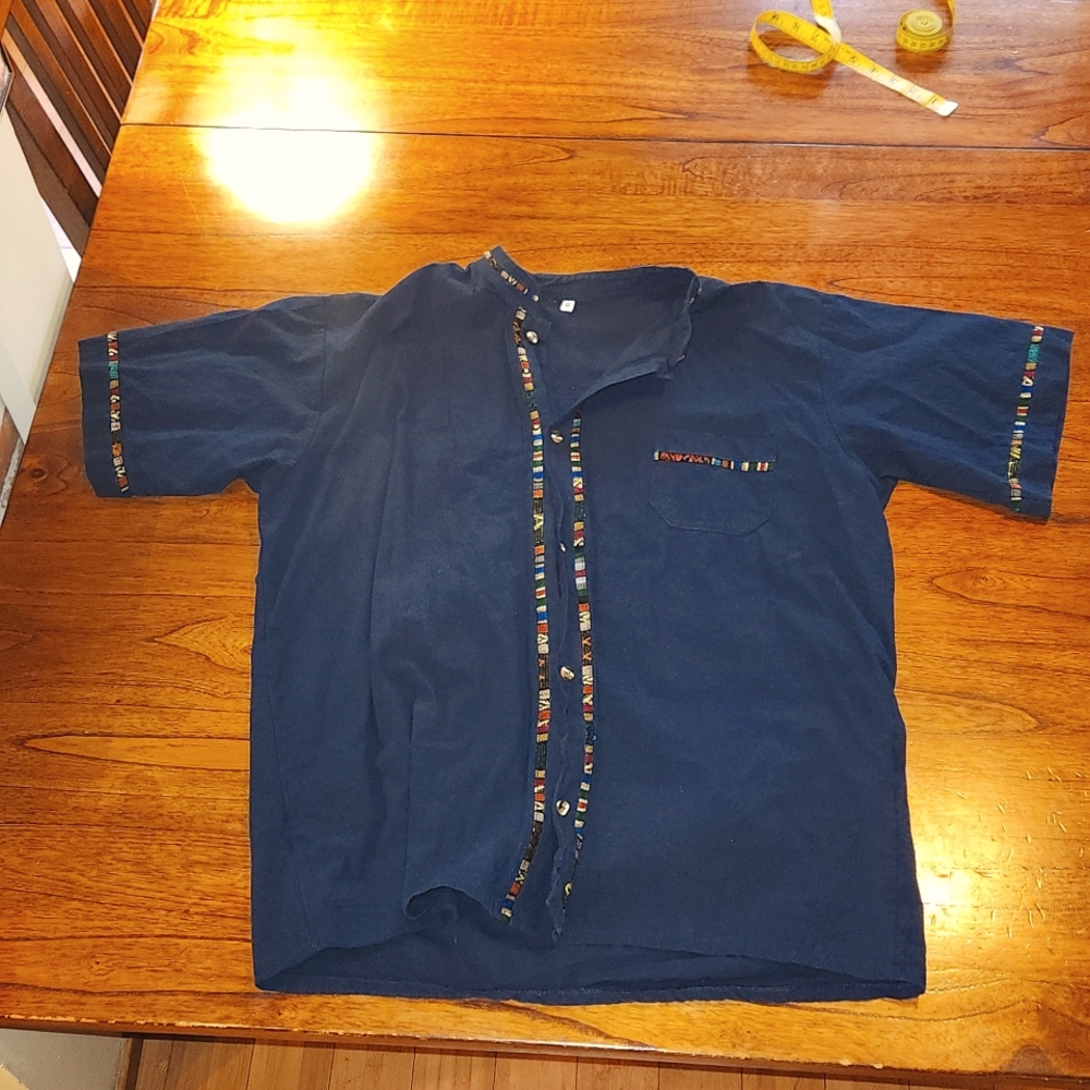 Navy blue Guyabera shirt